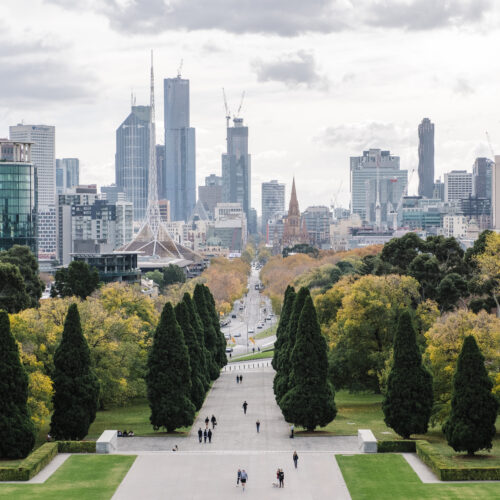 big city and park in Melbourne